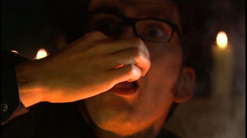 David Tennant licking dust in The Fires of Pompeii